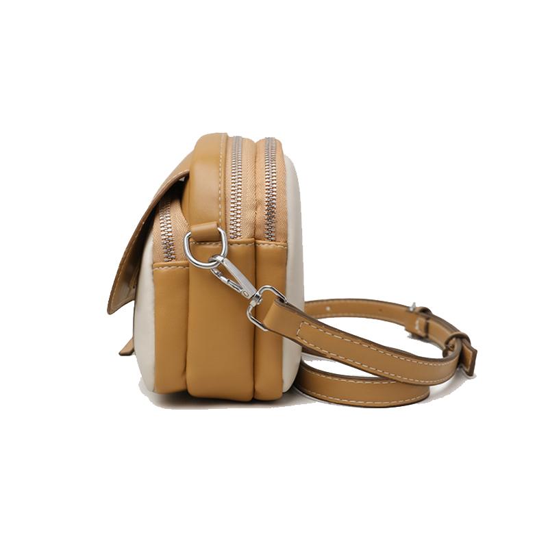 Women Vintage Contrast Color Flap Small Shoulder Bag PU Leather Shell Crossbody Bag Casual Style Shopper Handbag ARI
