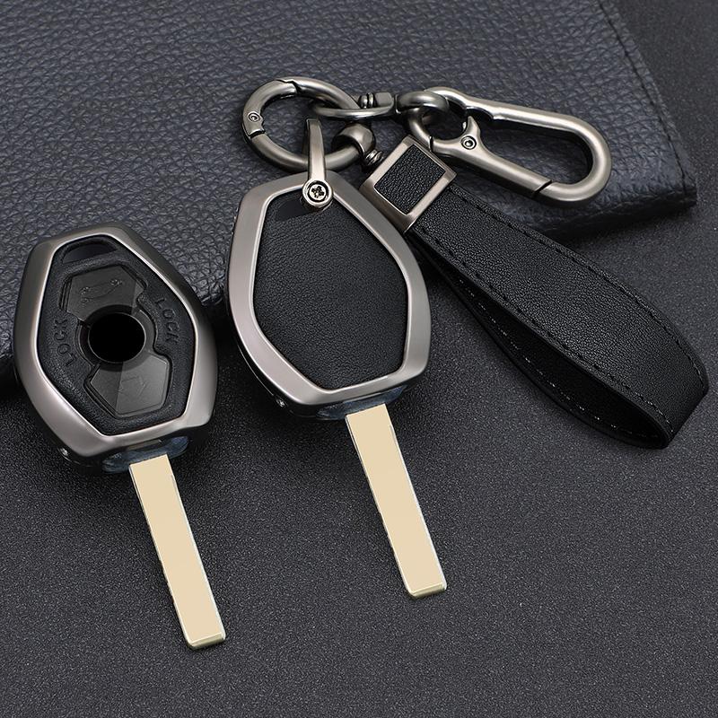 Zinc Alloy+ Leather Car Key Case Cover for BMW 3 5 7 Series X5 E53 X3 F83 E46 E39 E38 E60 E63 E61 E64 330i Z3 Z4 E85 E86 M5 325i