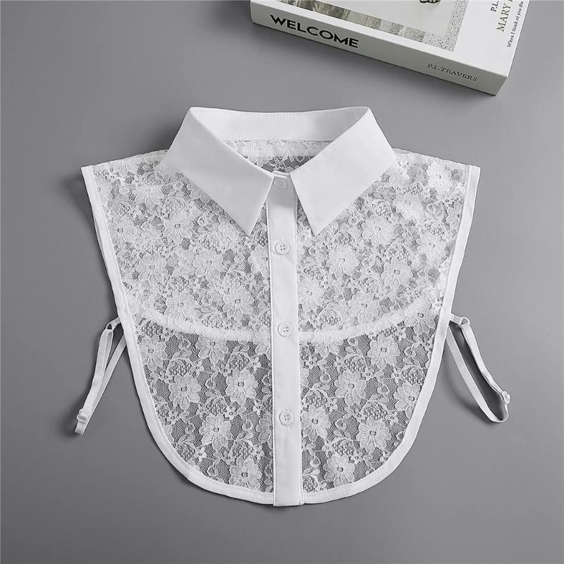 Elegant Detachable Lace Collar Spread Lapel Design Decorative Accessory for Dresses and Blouses