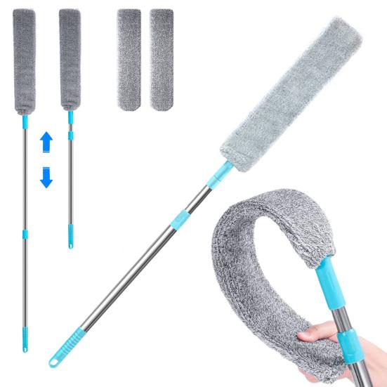Retractable Gap Dust Cleaning Tool with 2 Microfiber Clothes Long Handle Flat Duster Flexible Dusting Accessory