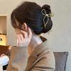 Metal Block Pearl Ribbon Updo Hair Clip