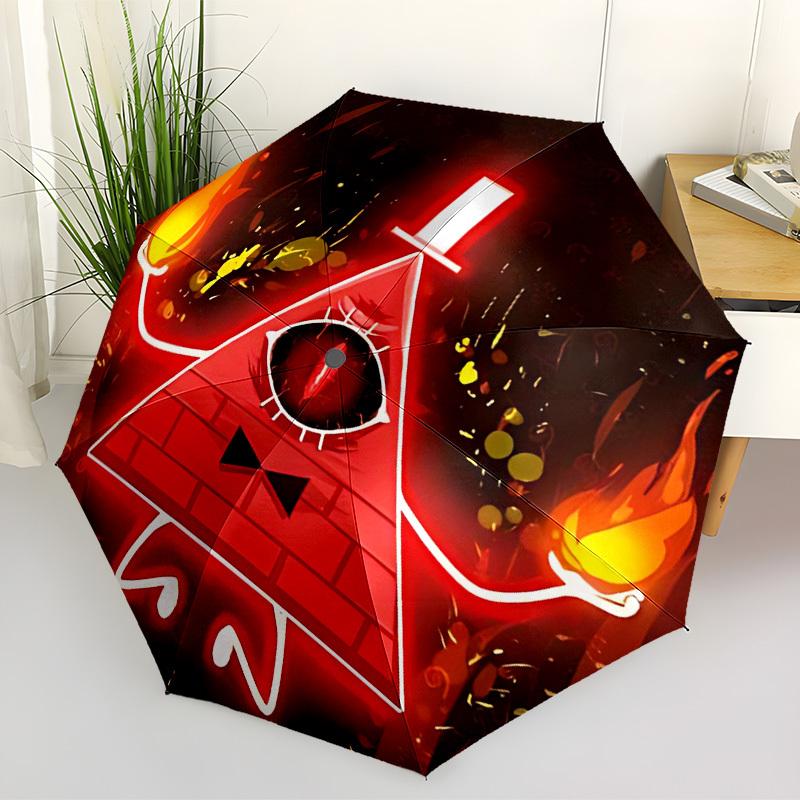 

1pc Gravity Falls Bill Cipher Automatic Folding Umbrella - Compact 8-Rib Design, Durable Plastic & Iron, Lightweight for Outdoor Daily Use, a0929187