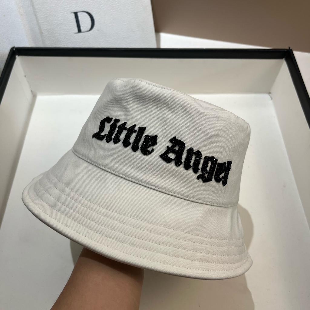 Rhinestone Sanskrit Alphabet Cotton Bucket Hat Spring And Summer Leisure Basin Hat Outdoor Travel Breathable Sun Hat
