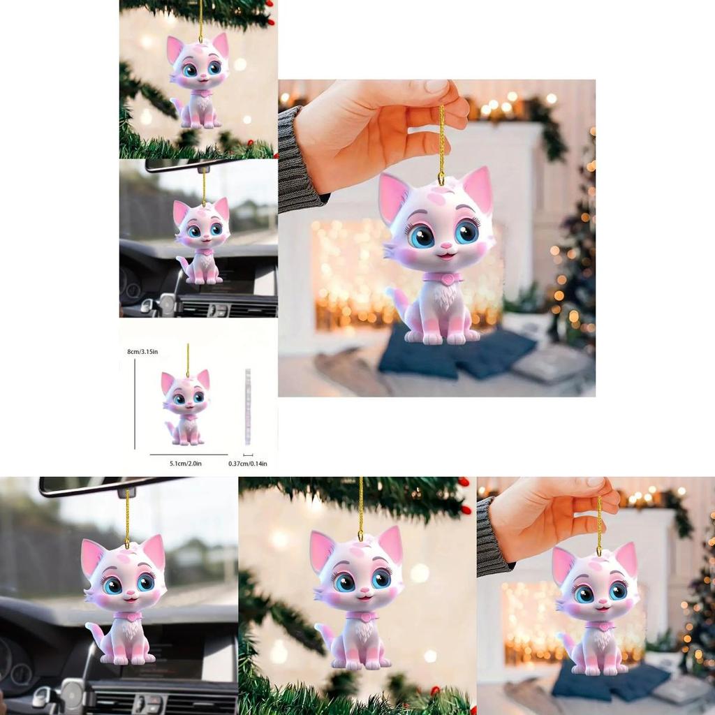 Adorable Pink Acrylic Cartoon Style Car Hanging Decoration For Trendy Vehicle Decor