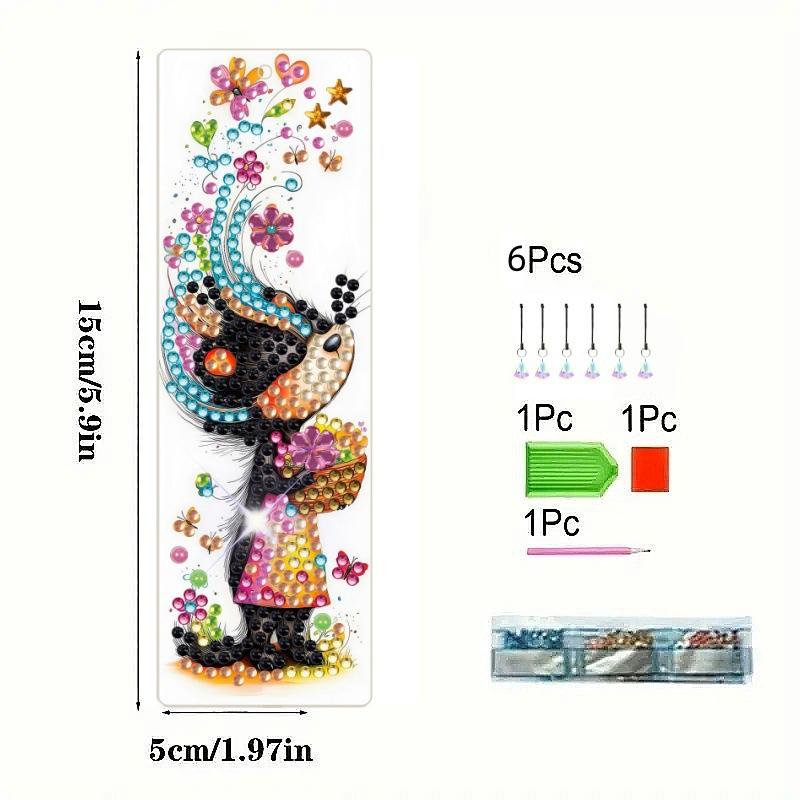 6pcs Diamond Art Painting Bookmarks with Rhinestone Tassels Crystal Pendants for Book Notes Sparkling Handmade Book Marker Craft