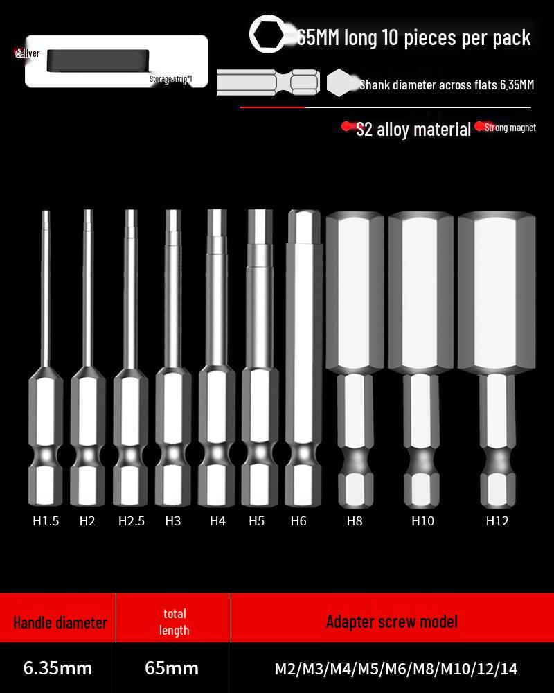 Hexagonal Driver Bit Extension for Screwdriver and Drill