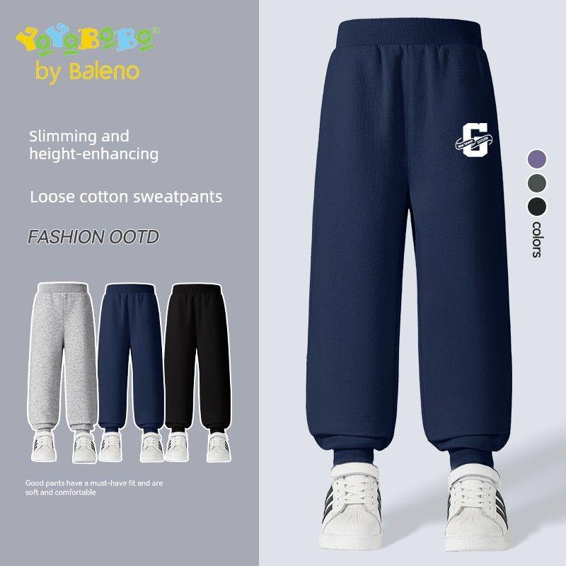 Baleno Kids Ybb Series Boys  Pants Autumn Children s Sports Pants 2025 New Boys  Casual Trousers Navy Blue#Yb White Colorful Flag 150 cm