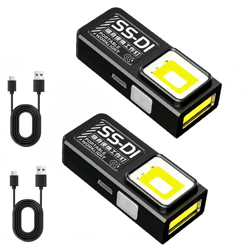 1/2Pcs Mini COB LED Flashlight Rechargeable Powerful Work Light with Clip Magnet Waterproof Camping Walking Pocket Lamp Portable Lights