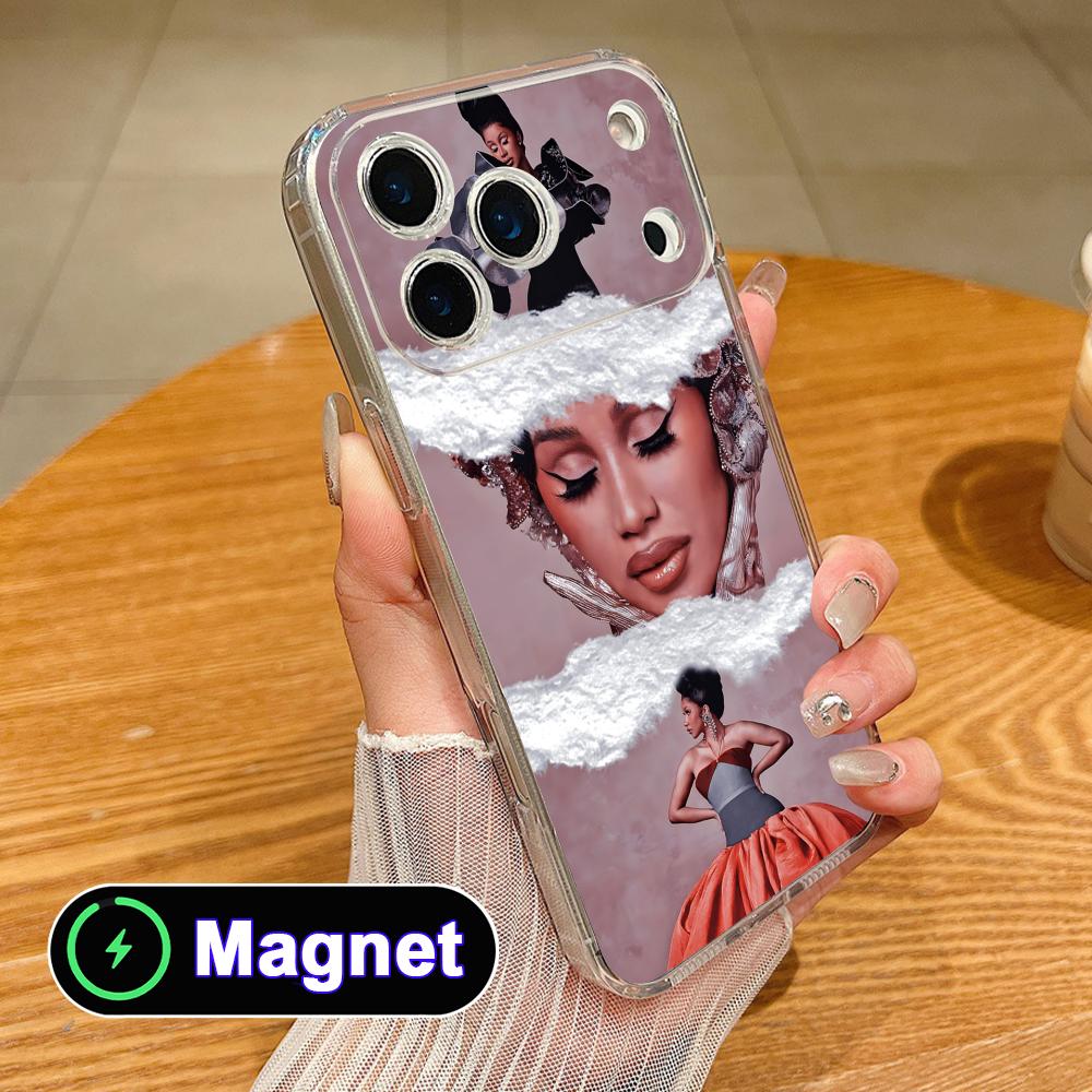 Cardi B Clear TPU Magsafe Mobile Phone Case for iPhone 17 16 15 14 13 12 11 Air Pro Max Plus Mini Colorful Cover
