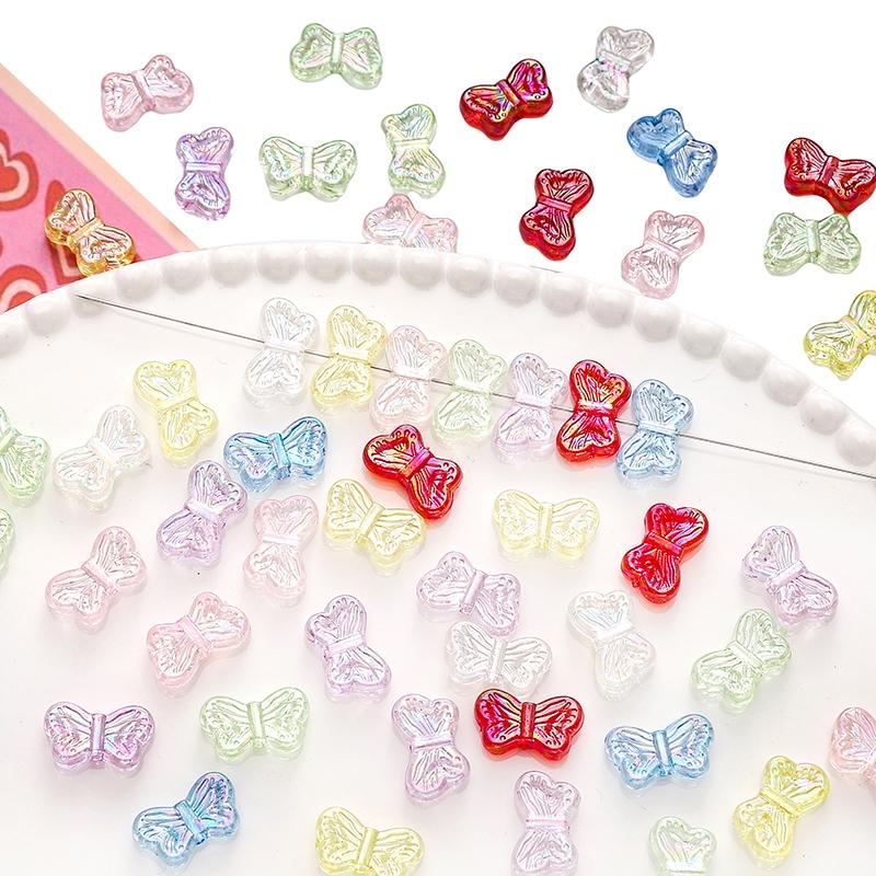 [14x8mm] Color-plated Butterfly Beads Acrylic Butterfly Beads For Earring Bracelet Necklace Keychain DIY Jewelry Making Accessories