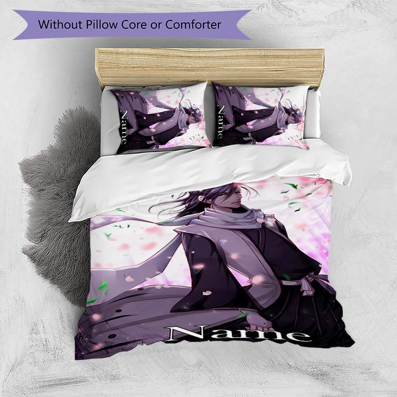 3pcs Custom Name Byakuya Kuchiki Bedding Set Duvet Cover Closure Includes 1 Duvet Cover & 2 Pillowcases for All Seasons Bedroom Decor
