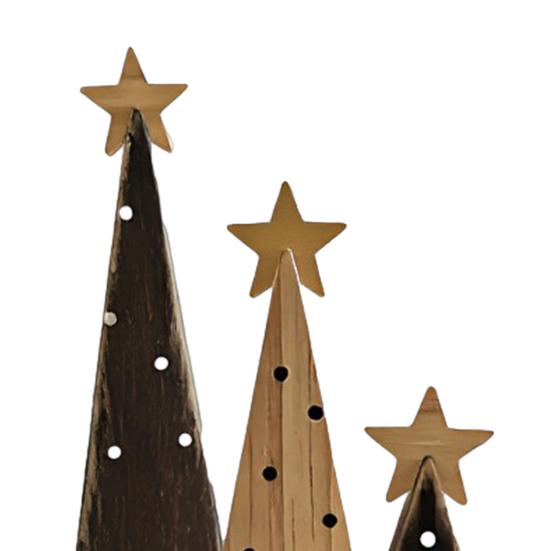 3Pcs Rustic Wood Christmas Trees Handmade Shelf Decor for Mantel & Tabletop Farmhouse Holiday Ornaments