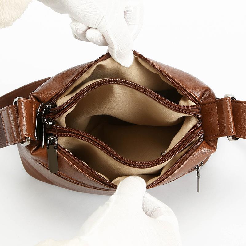 New Simple Women's High Quality Crossbody Bag--Multilayer Retro Ladies Handbag Crossbody Texture Splicing Shoulder Bag