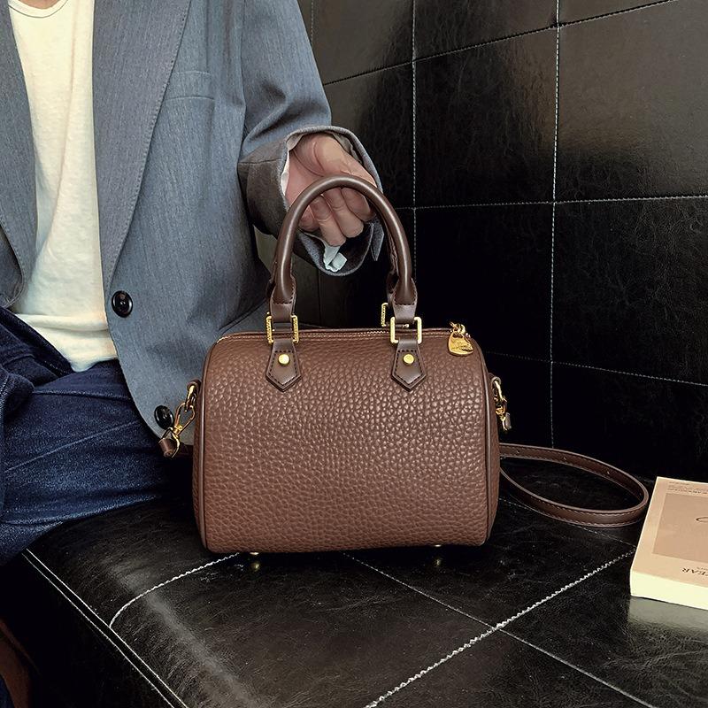 Bag women's new lychee pattern contrasting color pillow bag texture fashionable handbag shoulder messenger bag