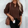 Vintage Knitwear Sweater Loose Long Sleeve V-Neck Pullover Solid Color Top Autumn Winter
