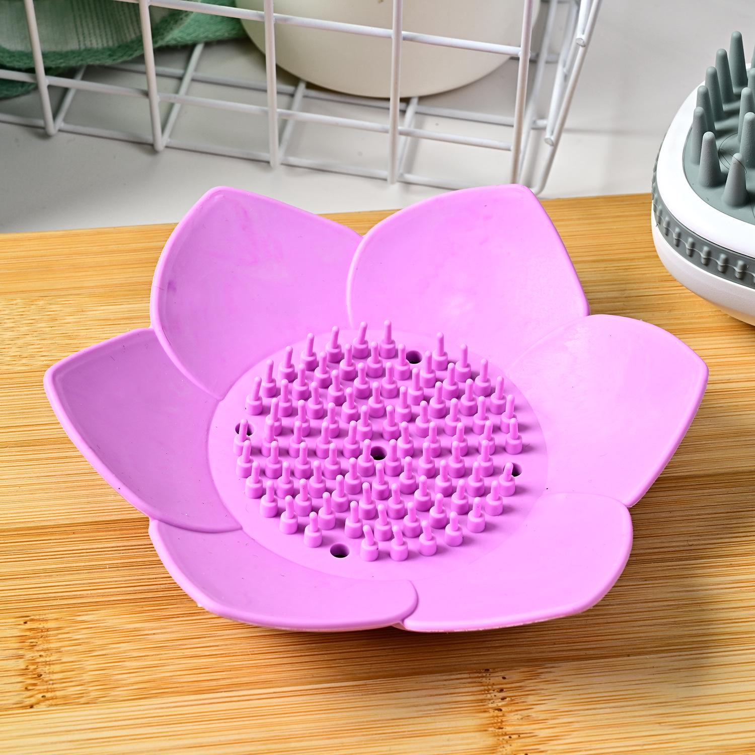 

Силіконова мильниця Lotus із зливом – переносна мильниця для ванної кімнати фіолетовий