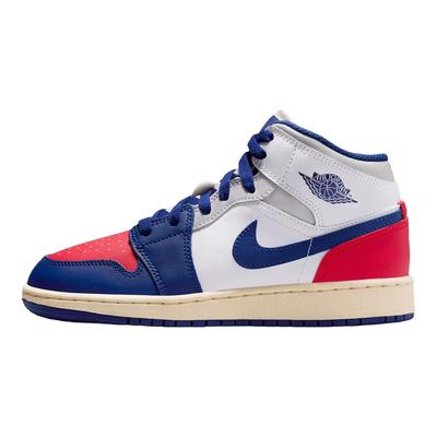 Adidași Air 1 Mid GS Rare Air pentru copii Alb Albastru-Royal-Închis Roșu-Universitar DQ8423-102