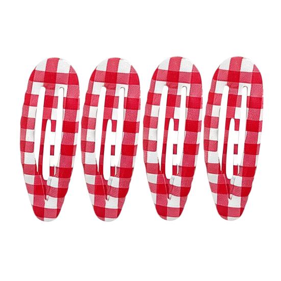 

4Pcs Girl Hairpins Plaid Print Water Drop Shape BB Clips Bangs Side Hair Firm Hair Pins Metal Edging Rust Resistant Hair Accessories C