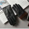 Men Genuine Spring Gloves Leather Gloves Touch Screen Black Real Sheepskin Thin Driving Gloves Business Brown Glove