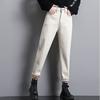 Women's Fleece-Lined Jeans High-Waist Slim Plus Velvet Harem Jeans Autumn and Winter Stretch Skinny Jeans