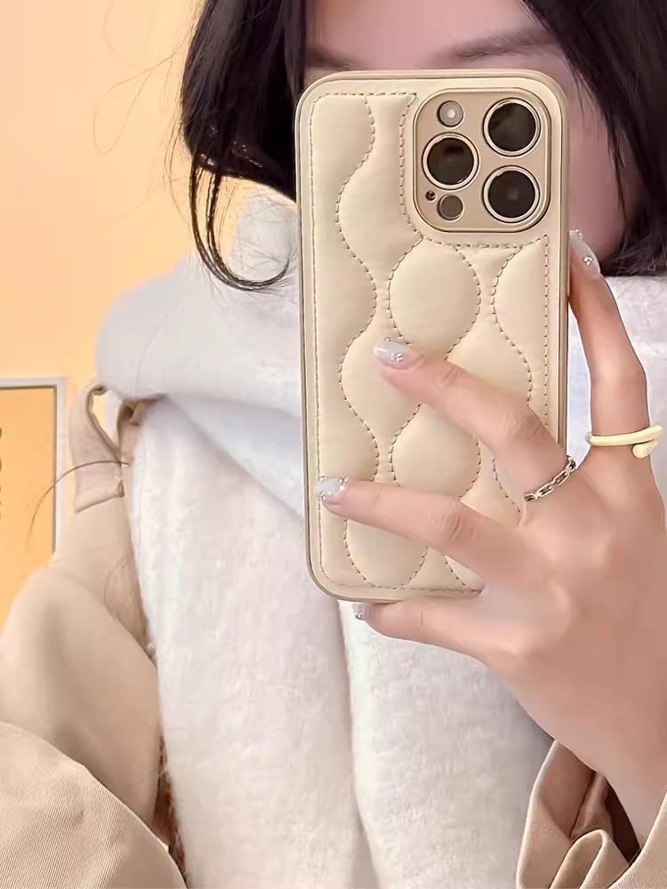 Leather Down Jacket Phone Case for Apple 15, Compatible with 14 Pro Max, Internet Celebrity 13, and XR - Drop-Proof Protection