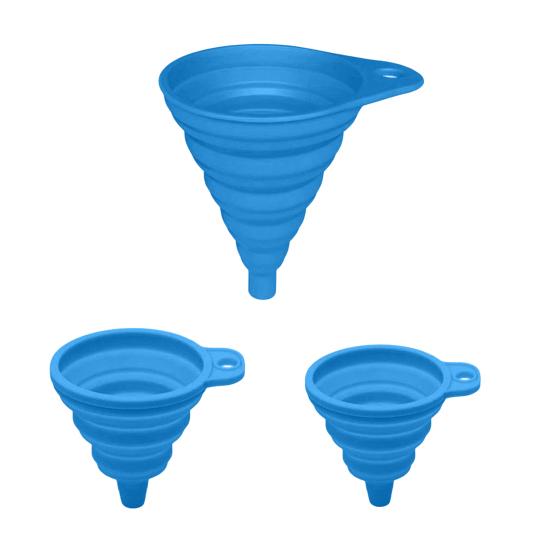 3Pcs Silicone Funnel Set Collapsible Kitchen Funnels Large Medium Small Funnels for Liquid Transfer Heat Resistant Bottling Kitchen Gadgets