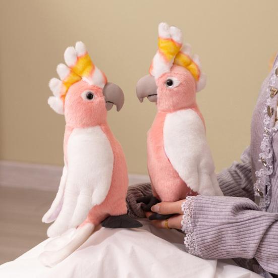 Plushie for Bedroom Decor Cute Parrot Plush Toy, Soft Stuffed Animal Kids, Pink Realistic Bird Doll with Fluffy Fabric And Home Decoration Toy