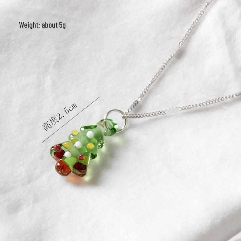 Murano Glass Sterling Silver Christmas Tree Earrings & Necklace Set