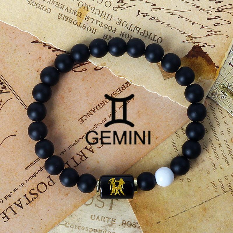 12 Constellation Zodiac Signs Bracelet Men Women Natural Tiger Eye Stone Beaded Couples Bracelets Scorpio Birthday Beads Jewelry