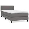 VidaXL Lit à sommier tapissier avec matelas Gris 90x200 cm Similicuir - Modèle 3130641