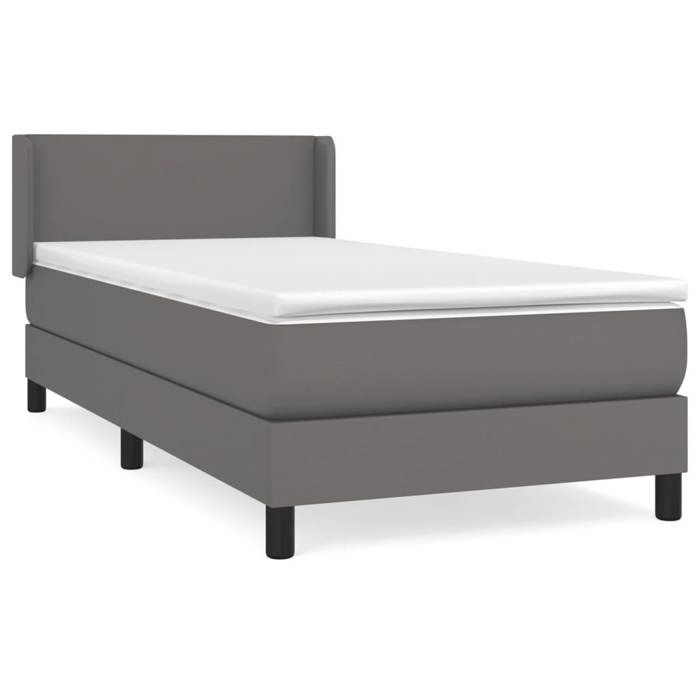 VidaXL Lit à sommier tapissier avec matelas Gris 90x200 cm Similicuir - Modèle 3130641