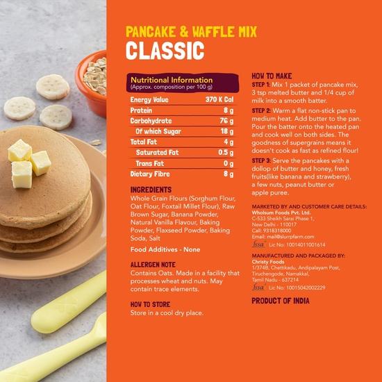 Slurrp Farm No Maida Pancake Trial Pack Combo | Instant Breakfast Mix made with Oats, Ragi and Jowar | Eggless and Healthy Breakfast Mix, 50g X 4