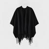 Autumn Winter Wool Blend Split Hem Cape Shawl