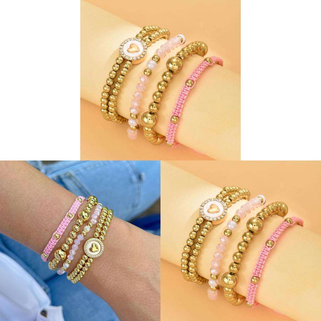 Bohemian Beaded Bracelets Set With Heart Shape Design For Womens Fashion Accessories