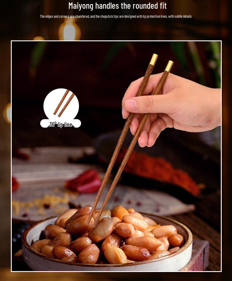Wenge Massivholz Essstäbchen: 10-Paar Geschenkset für Geschäftsgeschenke, Geschirr im nationalen Stil, natürliche Oberfläche, Haushalts-Essstäbchen
