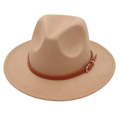 Simple Children'S Top Hat Belt Buckle Felt Hat Parent-Child Casual Woolen Hat Classic Jazz Hat For Men And Women