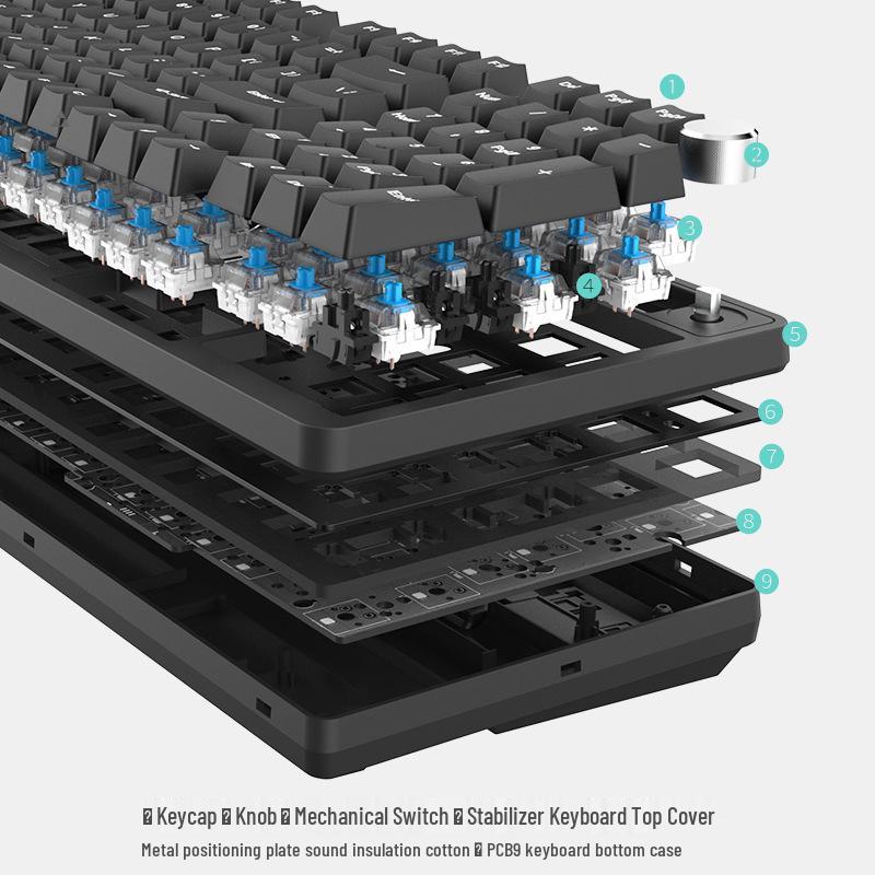 98-Key Wireless Bluetooth Three-Mode Mechanical Keyboard - Gaming, Esports, Office, PBT Transparent DIY Customization