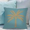 Palm Tree Cushion Cover, Tropical Beach Decor Pillowcase, Gold Foil Print, Modern Home Sofa Throw Pillow