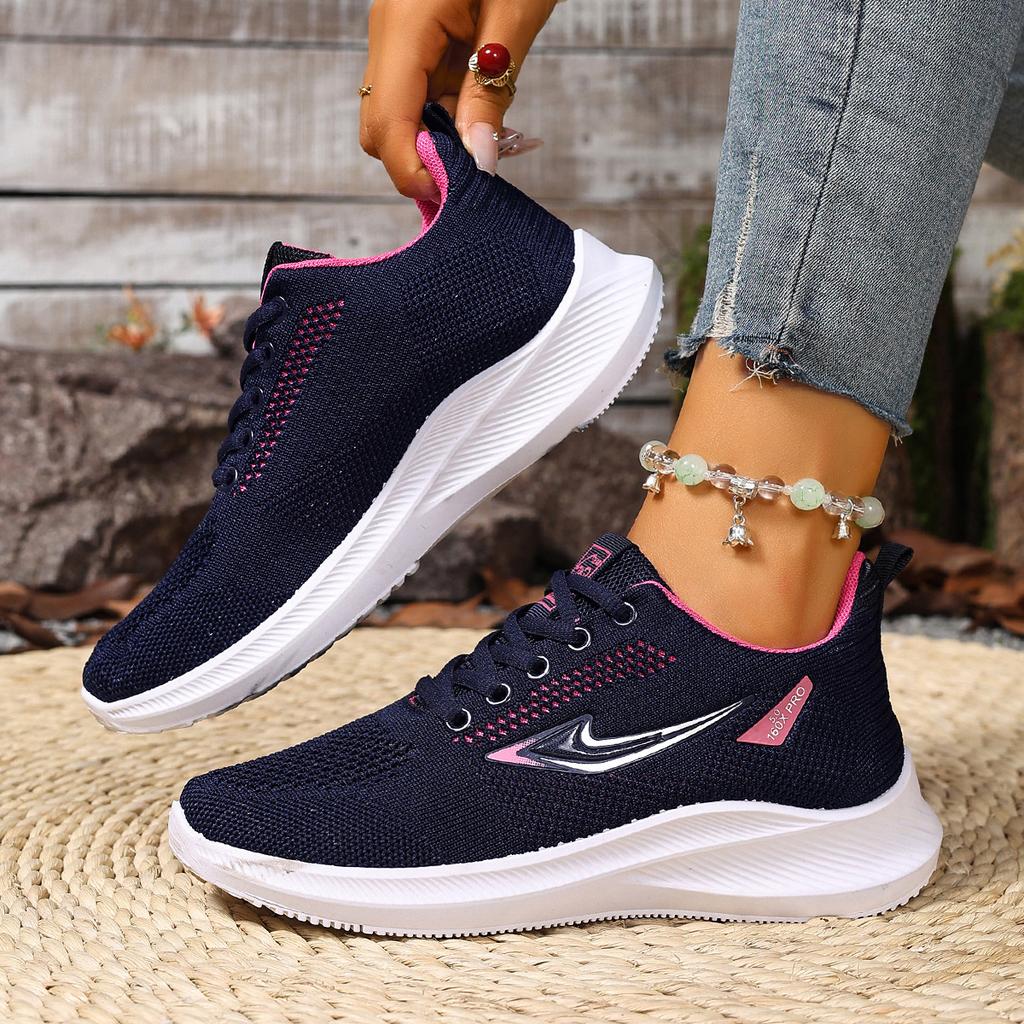 Shoes women's summer new mesh breathable single shoes fashionable lace-up soft sole light outdoor running women