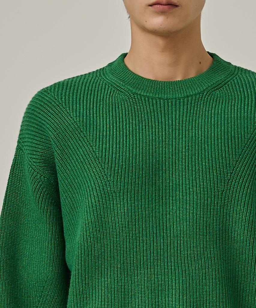 ANALOG MOOD Semi-Overfit Hazzi Daily Round Knit (Green)