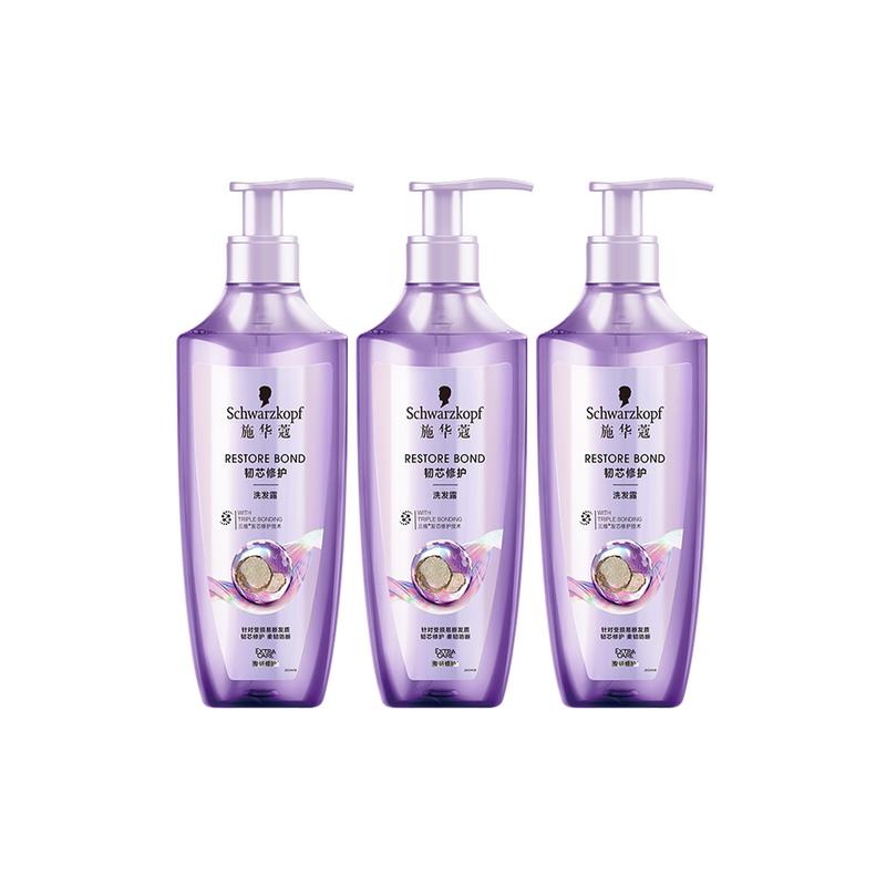 Schwarzkopf Tough core repair shampoo, hair care, moisturizing, anti-breakage cleansing, sandalwood fragrance / 400ml*3 коричневый
