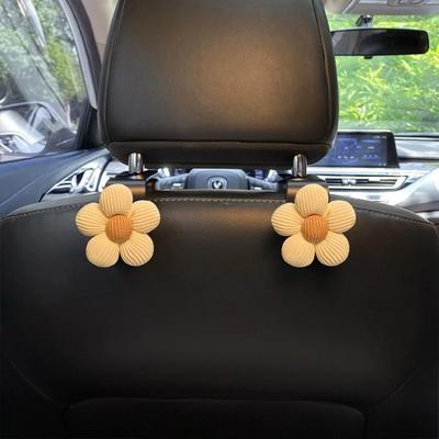 2pcs Multi Functional Car Hooks, Seat Back Hooks Hidden Car Hooks In the Rear Seats, Cute Flower Hooks, Car Interior Accessories
