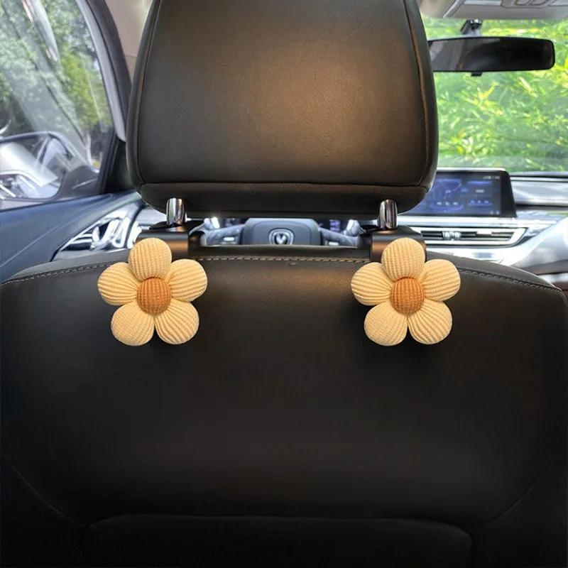 2pcs Multi Functional Car Hooks, Seat Back Hooks Hidden Car Hooks In the Rear Seats, Cute Flower Hooks, Car Interior Accessories