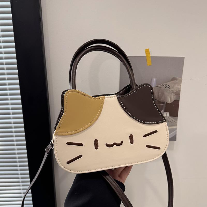 Cute and Cute Girl Contrasting Color Portable Small Bag New Fashionable Versatile Messenger Bag Cartoon Cat Small Bag