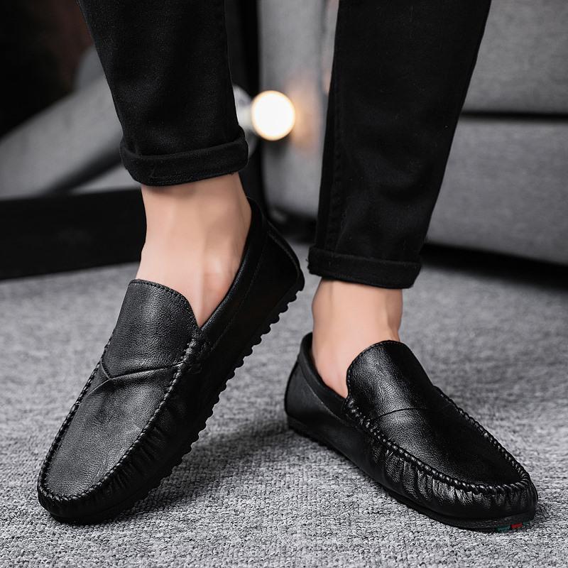 Lightweight Leather Men Casual Shoes Luxury Brand 2025 Mens Loafers Man Moccasins Breathable Slip on Flats Black Driving Shoes