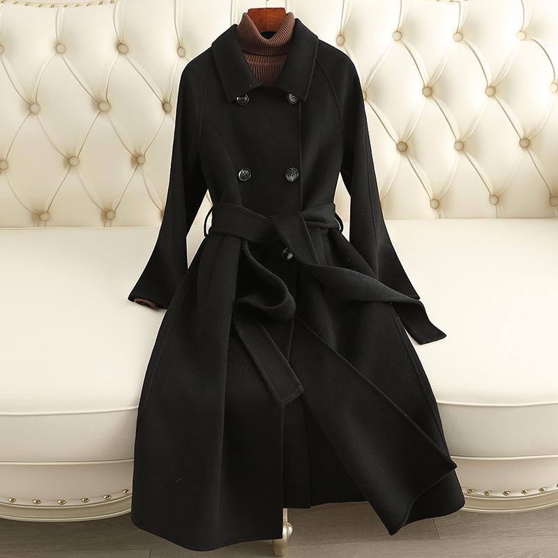 Cashmere coat women's autumn and winter new slim and thin high-end wool coat over the knee
