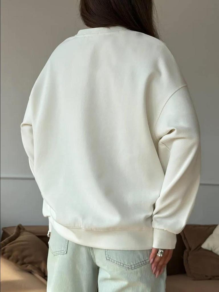 2025 A/W Stylish Thick Round Neck Sweatshirt, Versatile Commuter Lazy Style with Personalized Design