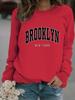 Autumn/Winter Women's Casual Long-Sleeve Round Neck Letter Print Pullover Hoodie