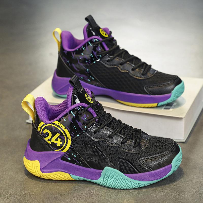 High-Top Breathable Basketball Shoes for Middle and Primary School Students - Non-Slip Mesh Children's Sneakers