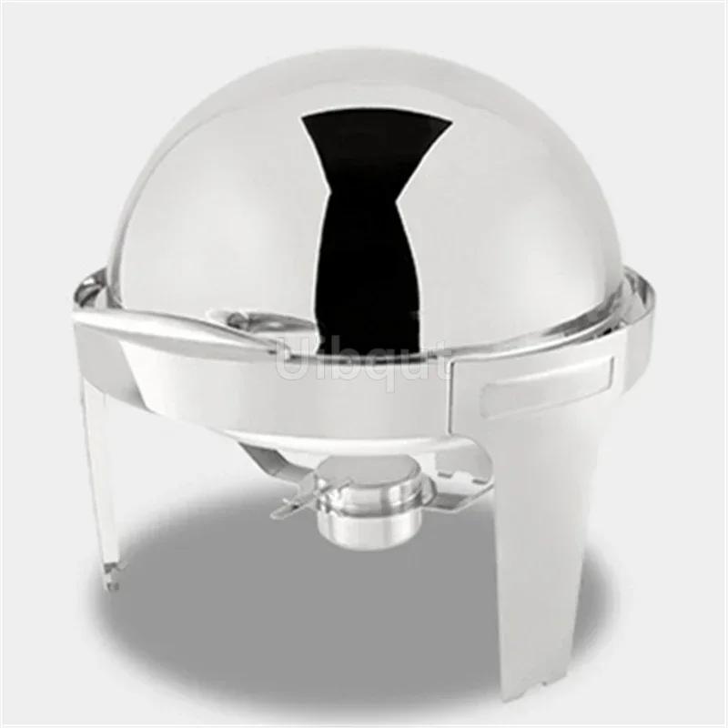 Gold black 6L Food Warmer Waterproof Insulation Stove Round Flip-Top Visual Buffet Stove Stainless Steel Self-Service Tableware 5L